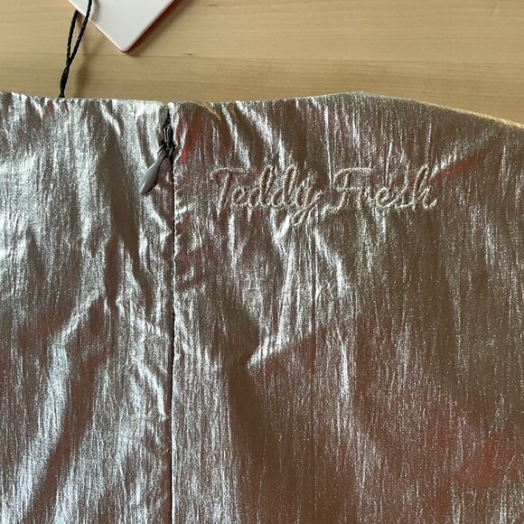 Teddy Fresh Women's Silver Linings Metallic Tiered Prom Dress sz Medium NWT NEW - Picture 6 of 12